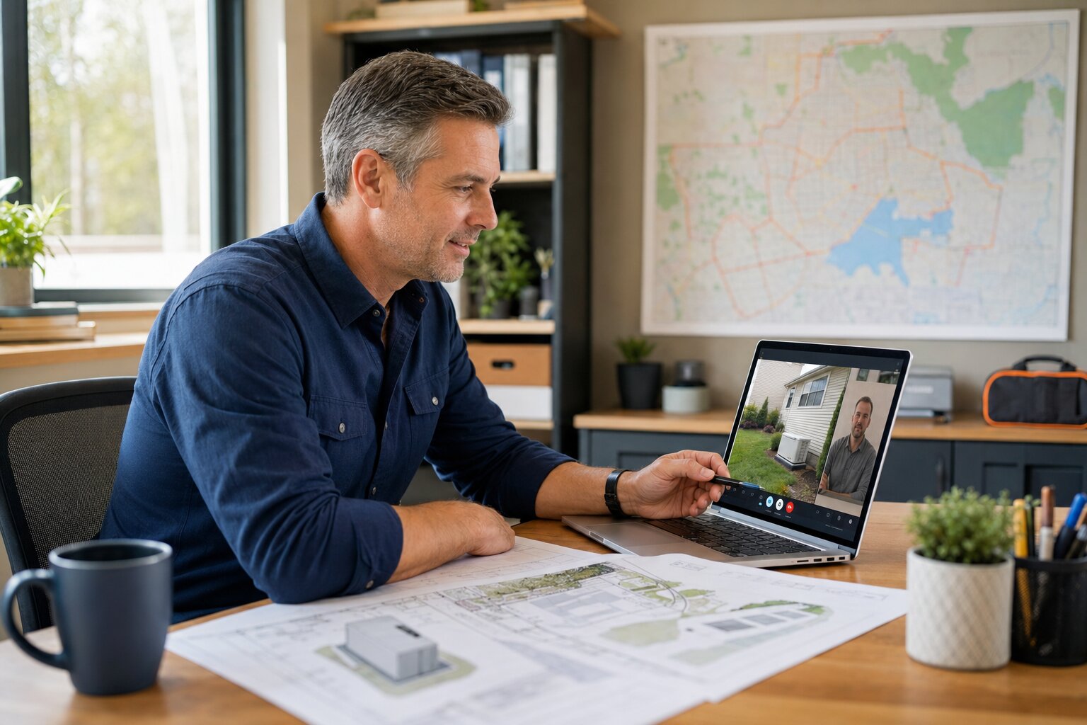 Generator dealer reviewing a homeowner project remotely